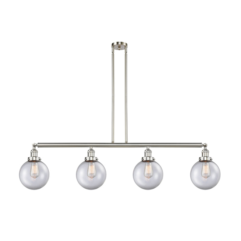 Beacon Island Light shown in the Brushed Satin Nickel finish with a Clear shade