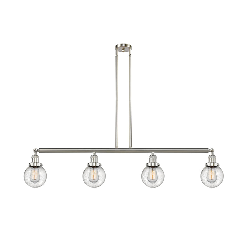 Beacon Island Light shown in the Brushed Satin Nickel finish with a Seedy shade