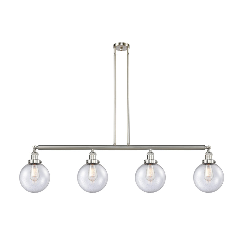 Beacon Island Light shown in the Brushed Satin Nickel finish with a Seedy shade