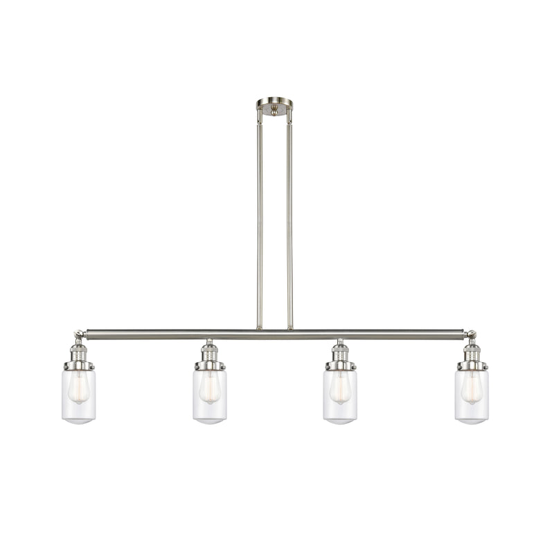 Dover Island Light shown in the Brushed Satin Nickel finish with a Clear shade