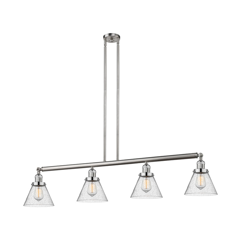 Cone Island Light shown in the Brushed Satin Nickel finish with a Seedy shade