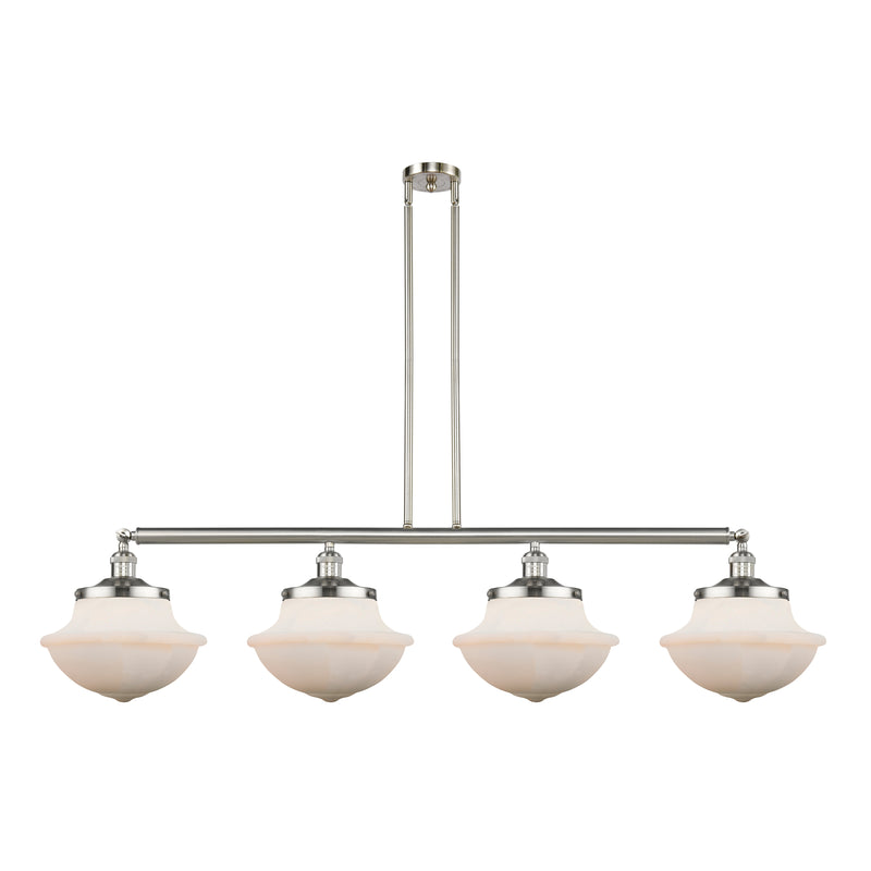 Oxford Island Light shown in the Brushed Satin Nickel finish with a Matte White shade