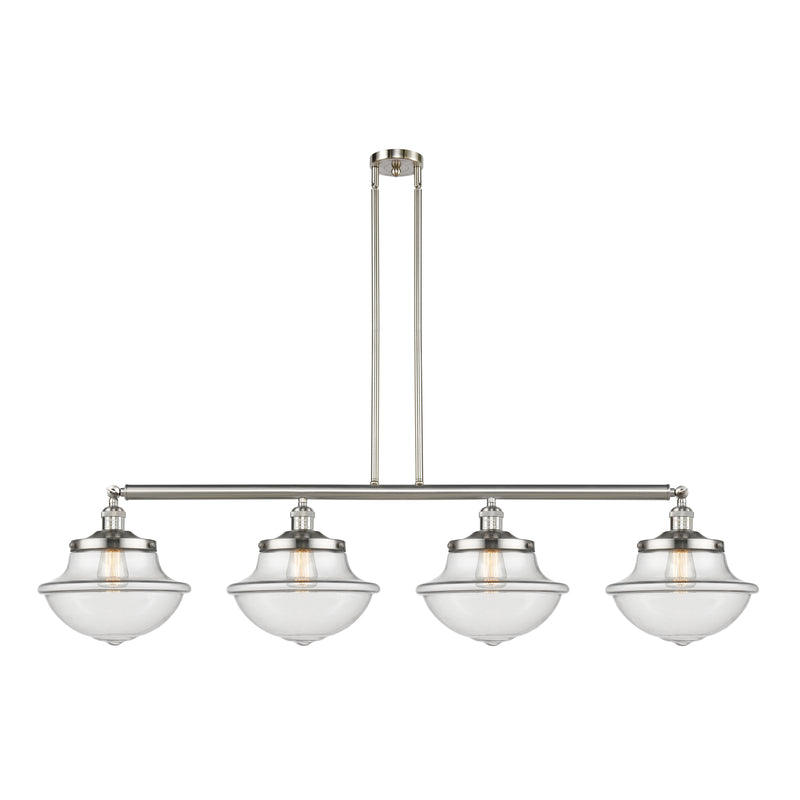 Oxford Island Light shown in the Brushed Satin Nickel finish with a Clear shade