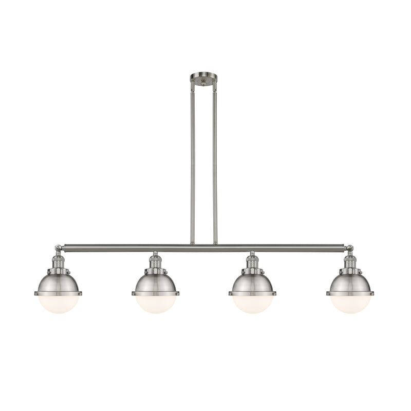 Hampden Island Light shown in the Brushed Satin Nickel finish with a Matte White shade