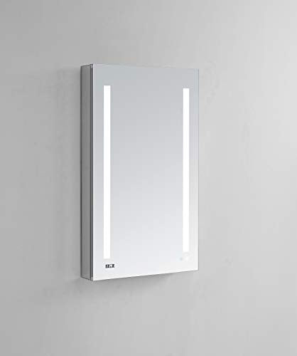 Aquadom 24" x 40" x 5" Right Hinge Signature Royale LED Lighted Mirror Glass Medicine Cabinet For Bathroom 3D color temperature lights Cool or Warm Clock Defogger Dimmer Outlet with USB