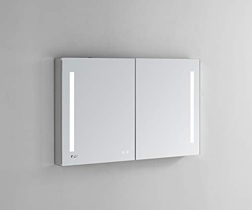 Aquadom 48" x 40" x 5" Signature Royale LED Lighted Mirror Glass Medicine Cabinet For Bathroom 3D color temperature lights Cool or Warm Clock Defogger Dimmer Outlet with USB