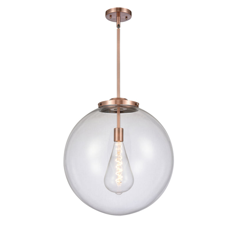 Beacon Pendant shown in the Antique Copper finish with a Clear shade