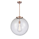 Beacon Pendant shown in the Antique Copper finish with a Seedy shade