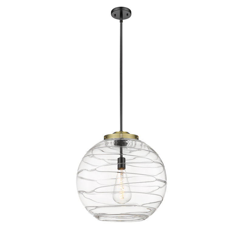 Deco Swirl Pendant shown in the Black Antique Brass finish with a Clear shade