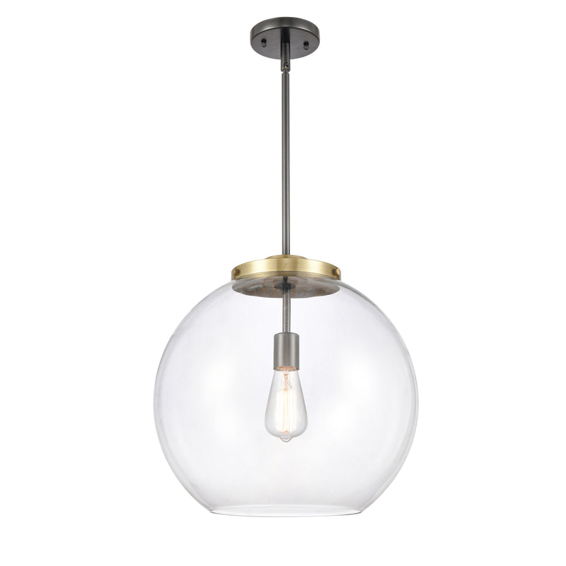 Athens Pendant shown in the Black Antique Brass finish with a Clear shade