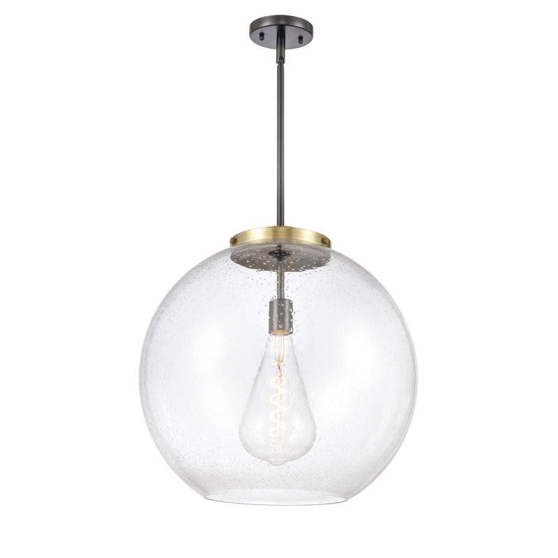 Athens Pendant shown in the Black Antique Brass finish with a Seedy shade