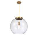 Athens Pendant shown in the Brushed Brass finish with a Clear shade