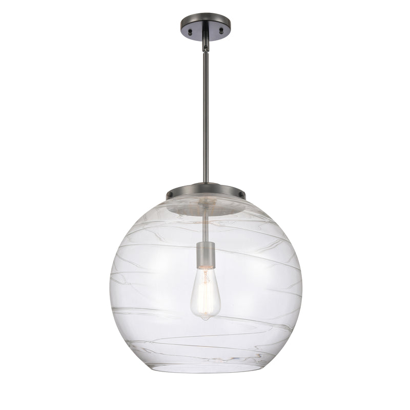 Deco Swirl Pendant shown in the Matte Black finish with a Clear shade