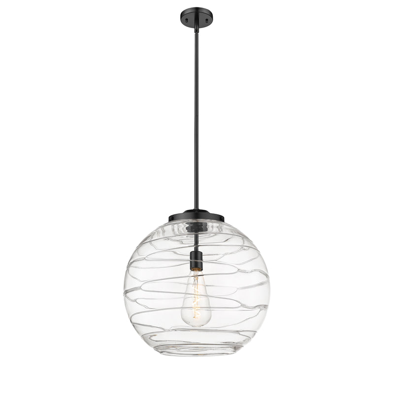 Deco Swirl Pendant shown in the Matte Black finish with a Clear shade