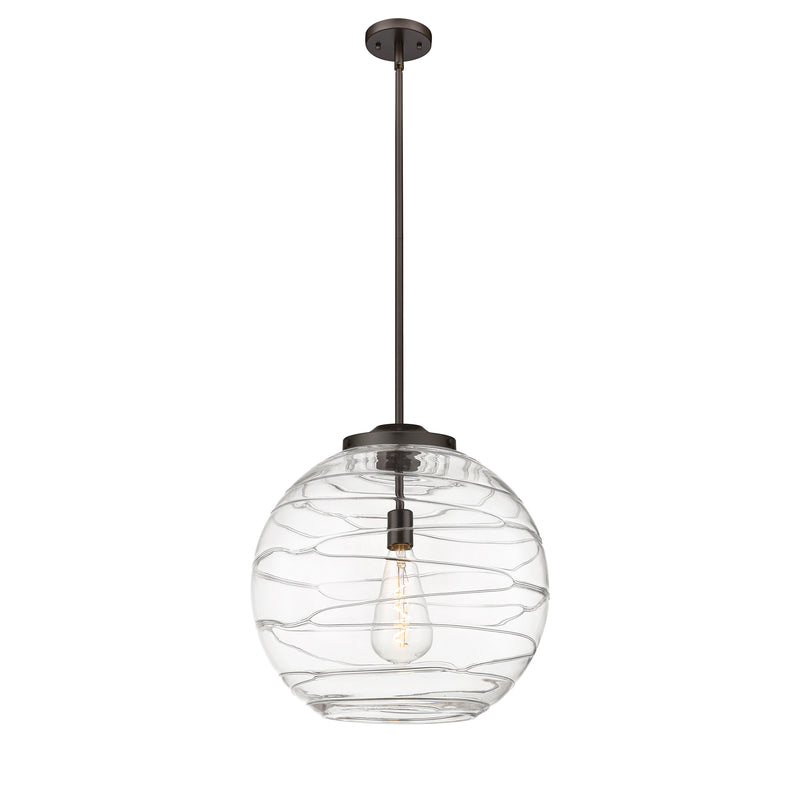 Deco Swirl Pendant shown in the Oil Rubbed Bronze finish with a Clear shade