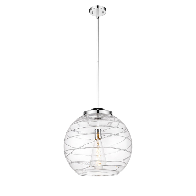 Deco Swirl Pendant shown in the Polished Chrome finish with a Clear shade