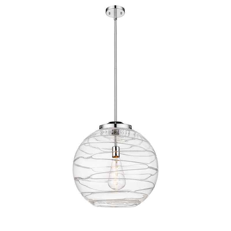 Deco Swirl Pendant shown in the Polished Chrome finish with a Clear shade