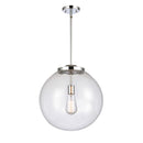 Beacon Pendant shown in the Polished Chrome finish with a Clear shade