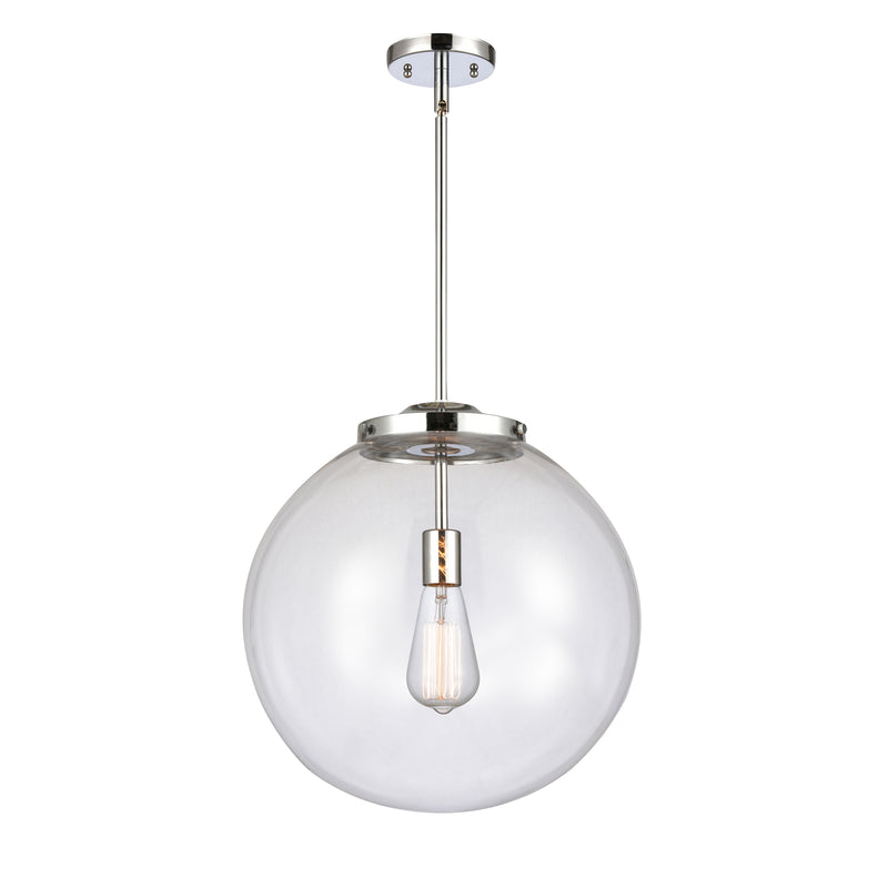 Beacon Pendant shown in the Polished Chrome finish with a Clear shade