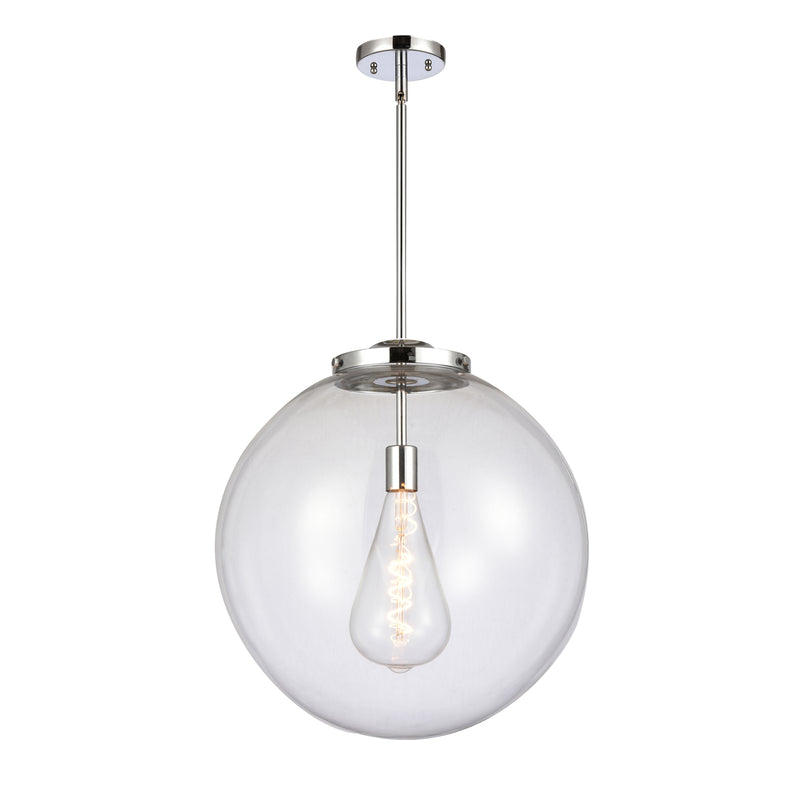 Beacon Pendant shown in the Polished Chrome finish with a Clear shade