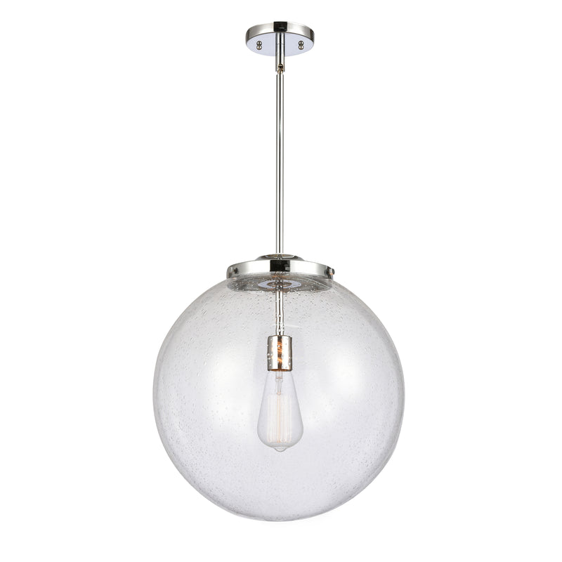 Beacon Pendant shown in the Polished Chrome finish with a Seedy shade