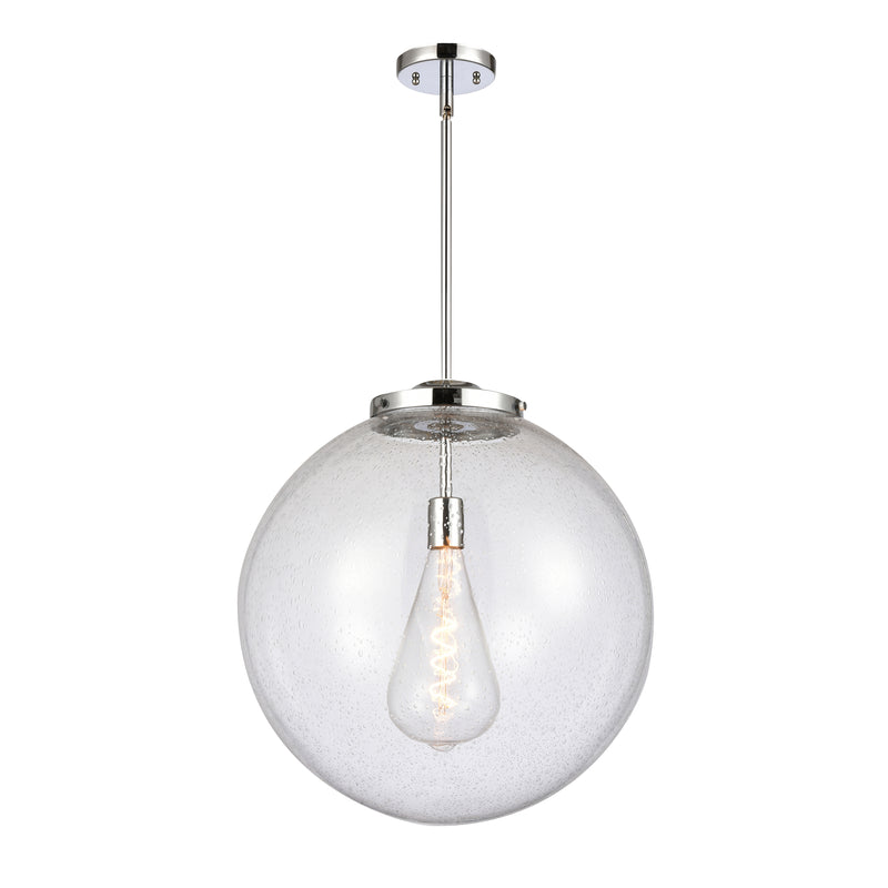 Beacon Pendant shown in the Polished Chrome finish with a Seedy shade