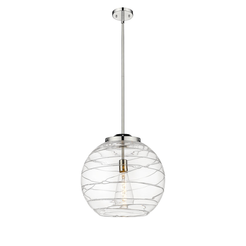 Deco Swirl Pendant shown in the Polished Nickel finish with a Clear shade