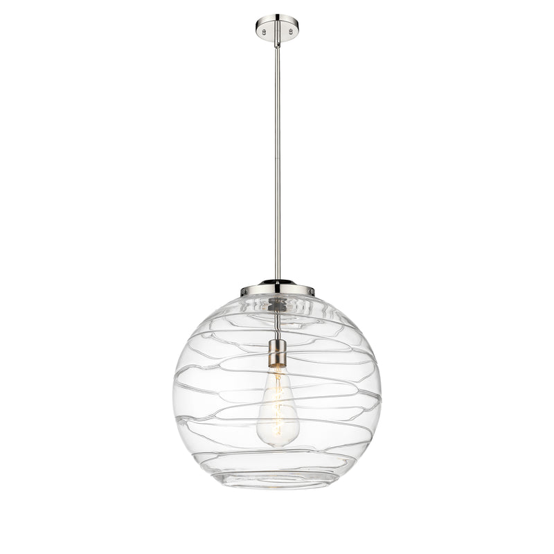 Deco Swirl Pendant shown in the Polished Nickel finish with a Clear shade