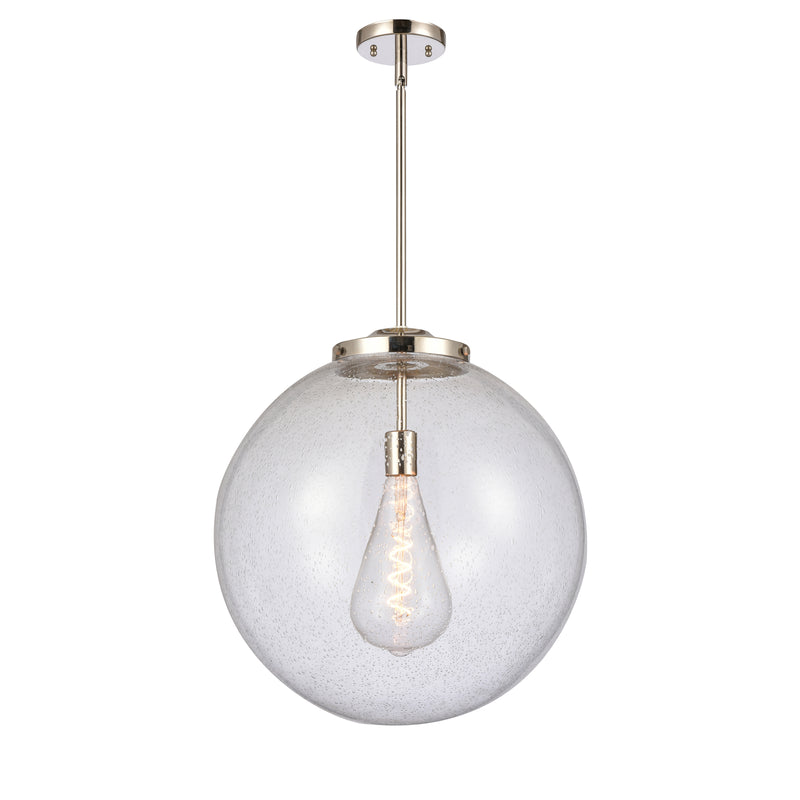 Beacon Pendant shown in the Polished Nickel finish with a Seedy shade