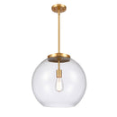 Athens Pendant shown in the Satin Gold finish with a Clear shade