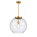 Athens Pendant shown in the Satin Gold finish with a Seedy shade