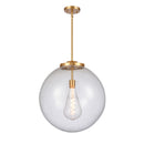 Beacon Pendant shown in the Satin Gold finish with a Seedy shade