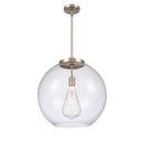 Athens Pendant shown in the Brushed Satin Nickel finish with a Clear shade