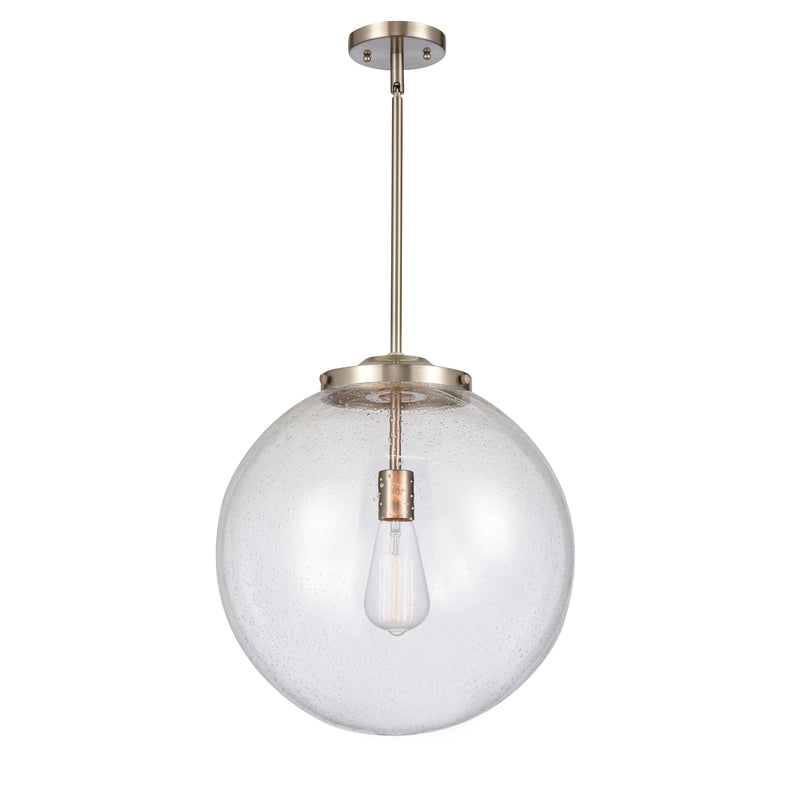 Beacon Pendant shown in the Brushed Satin Nickel finish with a Seedy shade