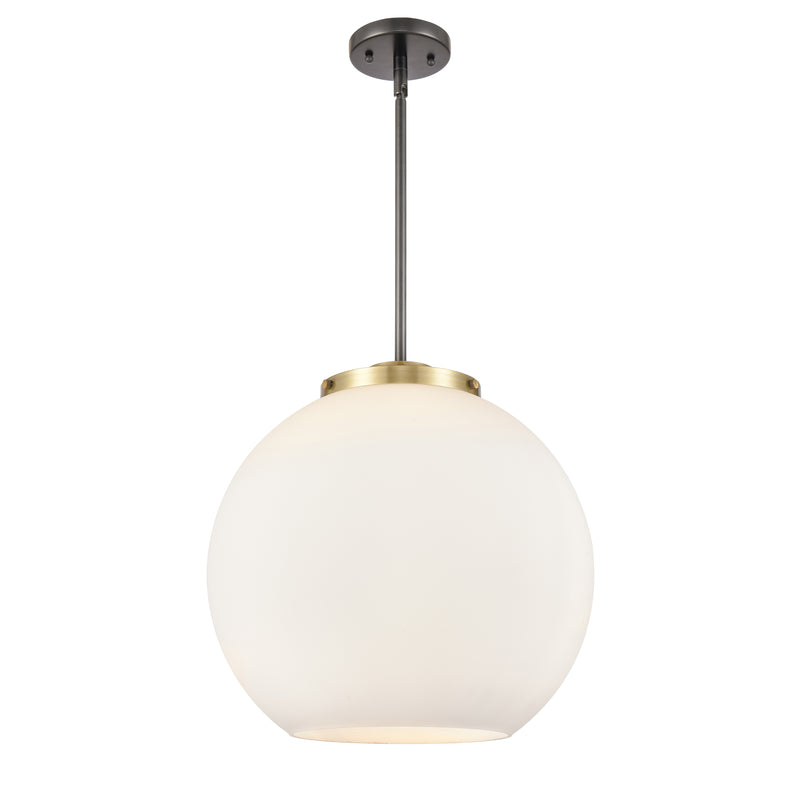 Athens Pendant shown in the Black Antique Brass finish with a Matte White shade