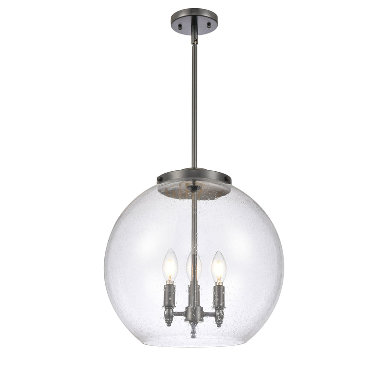 Athens Pendant shown in the Matte Black finish with a Seedy shade