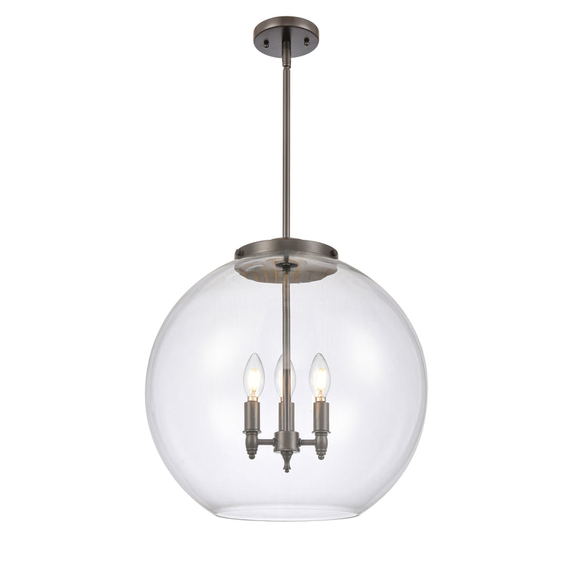 Athens Pendant shown in the Oil Rubbed Bronze finish with a Clear shade