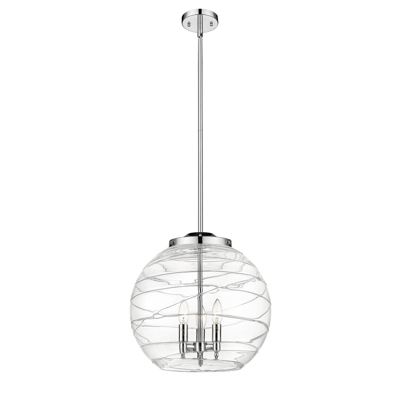 Deco Swirl Pendant shown in the Polished Chrome finish with a Clear shade