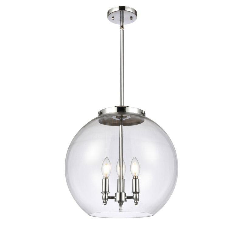 Athens Pendant shown in the Polished Chrome finish with a Clear shade