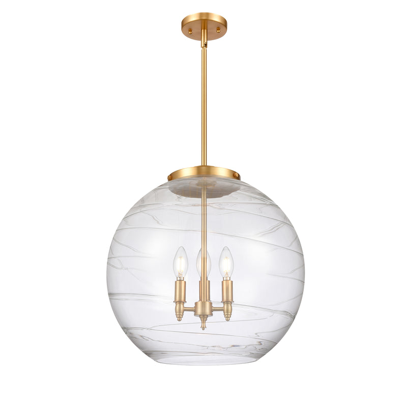 Deco Swirl Pendant shown in the Satin Gold finish with a Clear shade