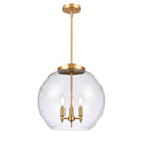 Athens Pendant shown in the Satin Gold finish with a Clear shade