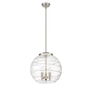 Deco Swirl Pendant shown in the Brushed Satin Nickel finish with a Clear shade