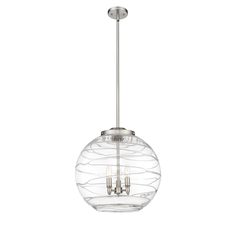 Deco Swirl Pendant shown in the Brushed Satin Nickel finish with a Clear shade