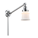 Canton Swing Arm shown in the Polished Chrome finish with a Matte White shade