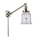 Canton Swing Arm shown in the Polished Nickel finish with a Clear shade