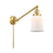 Canton Swing Arm shown in the Satin Gold finish with a Matte White shade