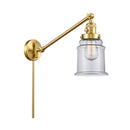 Canton Swing Arm shown in the Satin Gold finish with a Clear shade