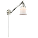 Canton Swing Arm shown in the Brushed Satin Nickel finish with a Matte White shade