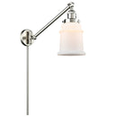 Canton Swing Arm shown in the Brushed Satin Nickel finish with a Matte White shade