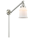 Canton Swing Arm shown in the Brushed Satin Nickel finish with a Matte White shade